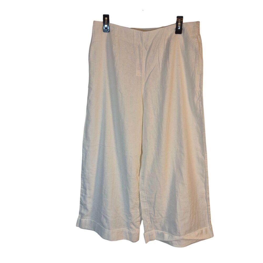 Roxy Women's Senorita Smile Linen Blend Pants Size XL Wide Leg Cuffed Ankle